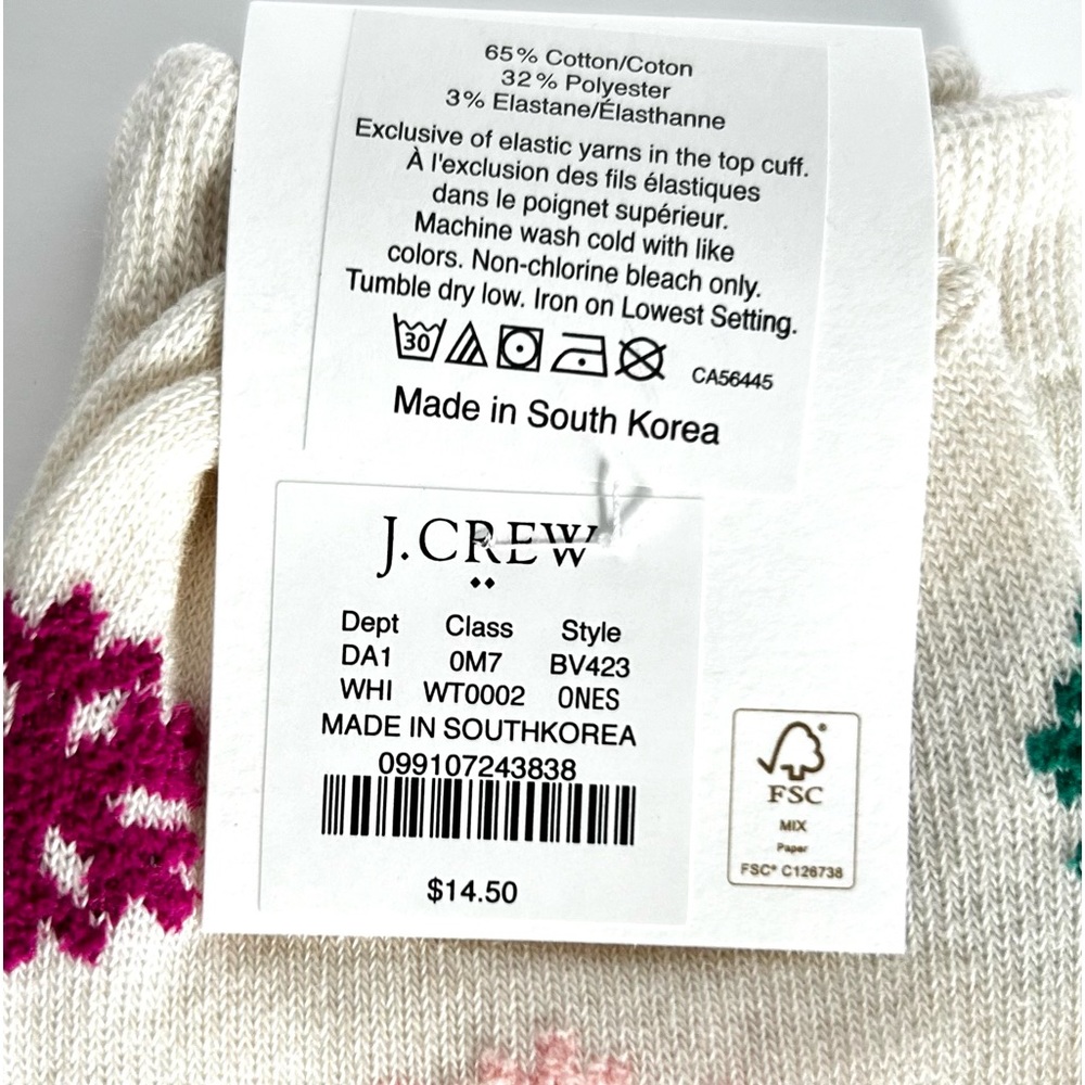 đ¸NWT Womenâs J. Crew Factory Snowflake Socks. Maroon/Green/Turquoise/ Multi. - Picture 3 of 4